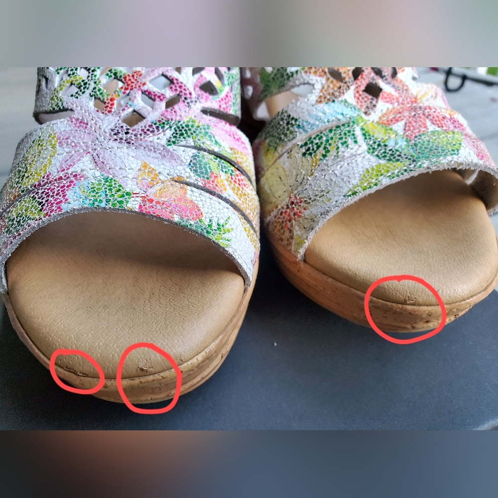 Spring Step Italian Genuine Leather Viniko White Multi Slip-on Wedge Sandals - Picture 12 of 14